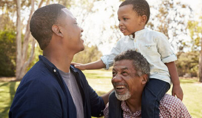 happy three generations of family