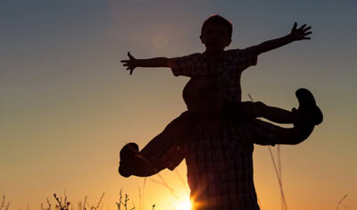 happy father and son